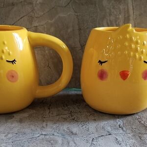 Smart Living Whimsical Yellow Chick Mugs.  SET OF 2!!  NEW!!